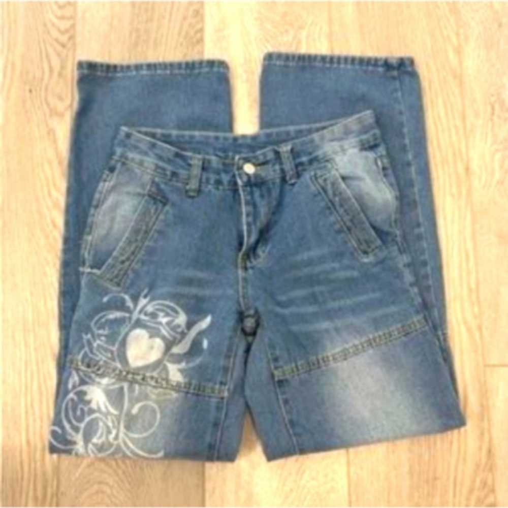 Women's Baggy Y2K aesthetic Jeans, Wide Leg, Mid rise